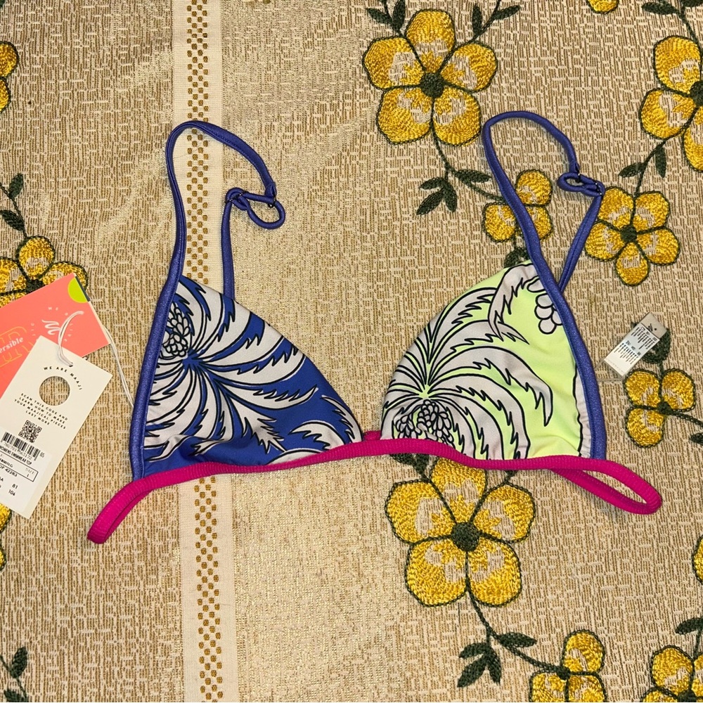 Maaji Blue and Purple Bikini Top with Swirl Design